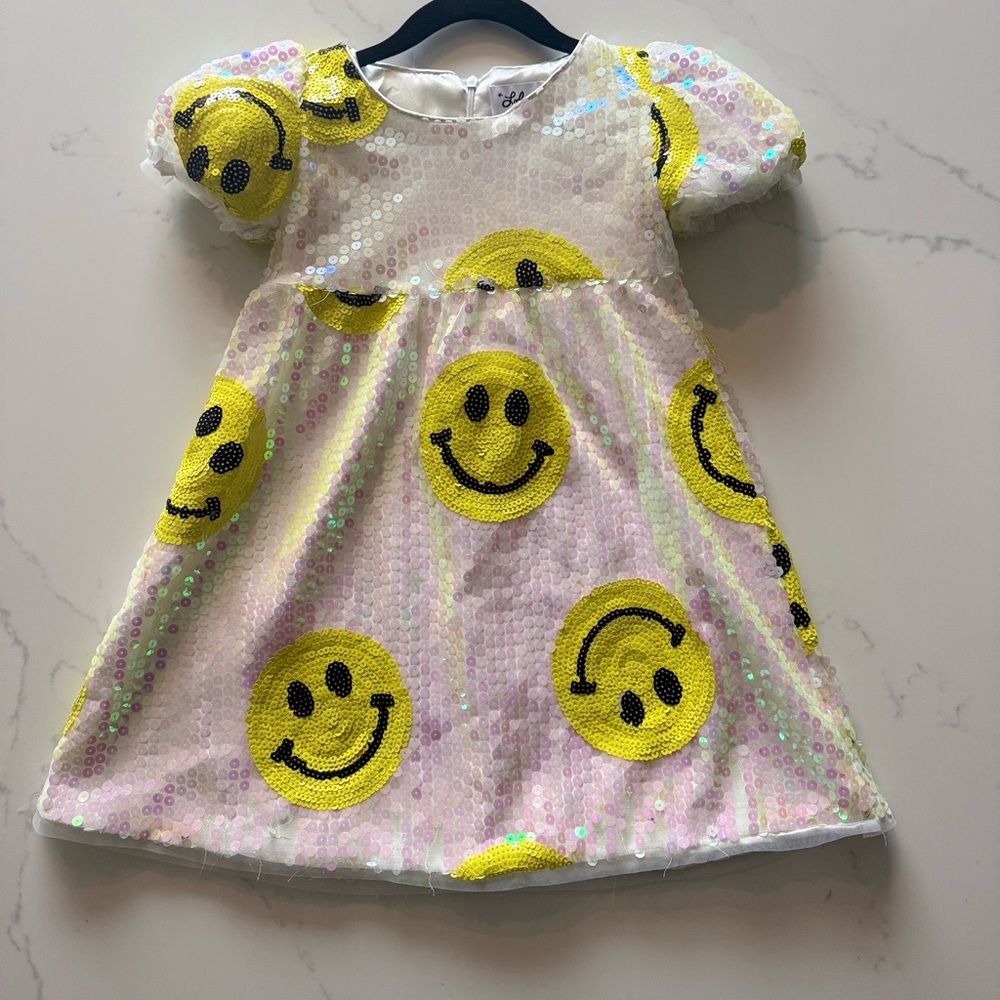 Lola + The Boys Pink and Yellow Smiley Dress